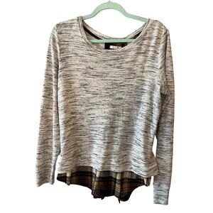 Maurices L gray long sleeve plaid bottom tie back